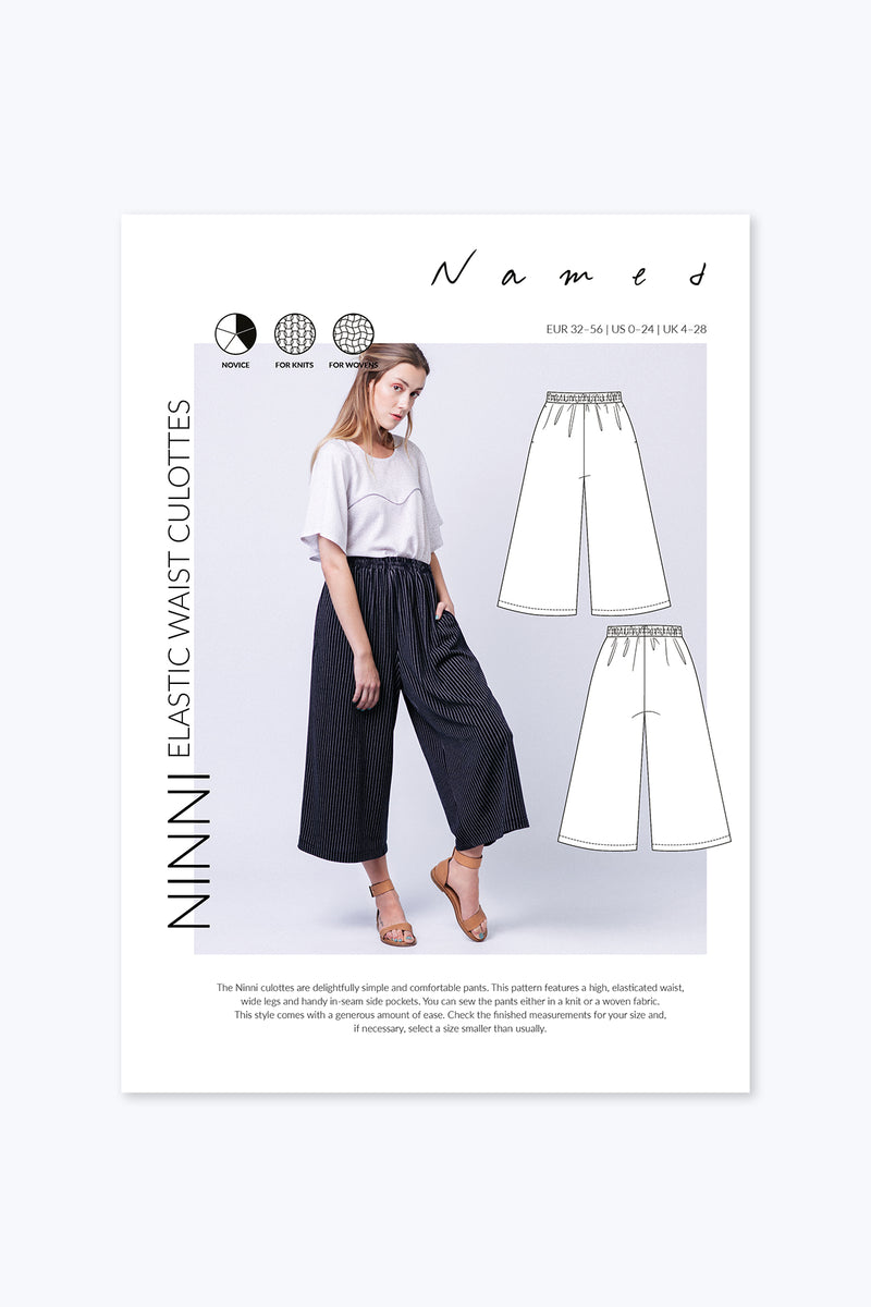 Ninni Elastic Waist Culottes Sewing Pattern | Named Clothing