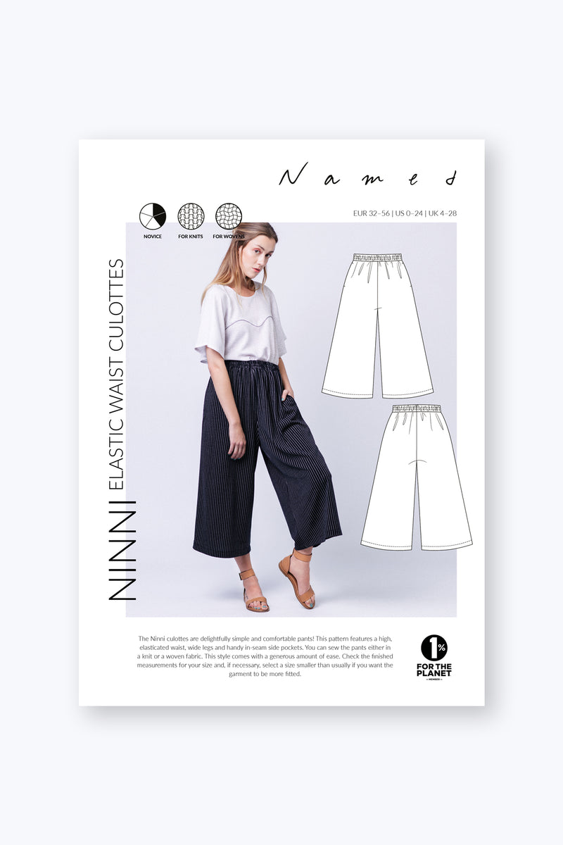 Ninni Elastic Waist Culottes Sewing Pattern