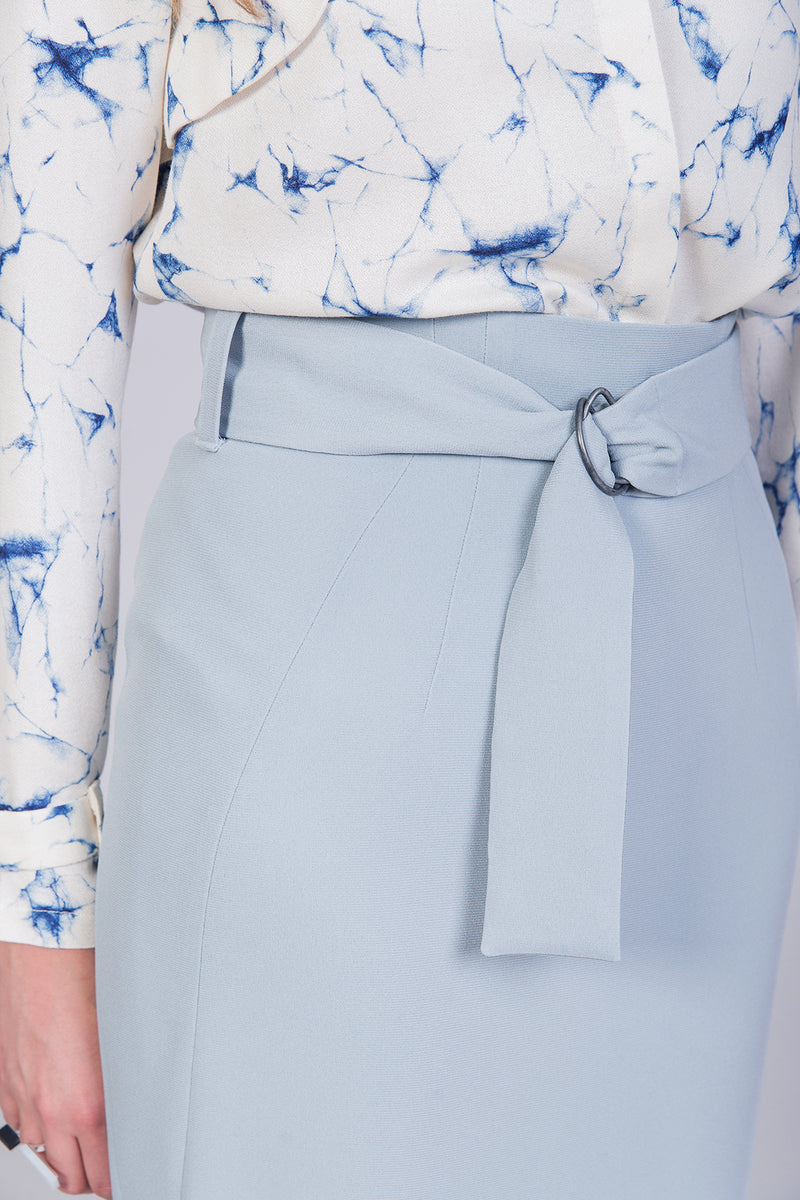 Light blue pencil online skirt